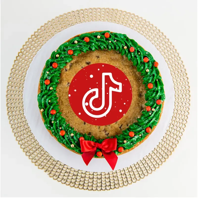 Christmas Wreath Cookie Cake with Logo or Photo | Upload your Artwork