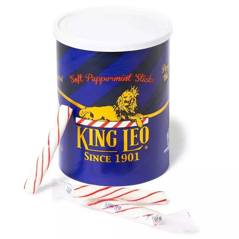 King Leo Soft Peppermint Candy Sticks: 40-Piece Tin