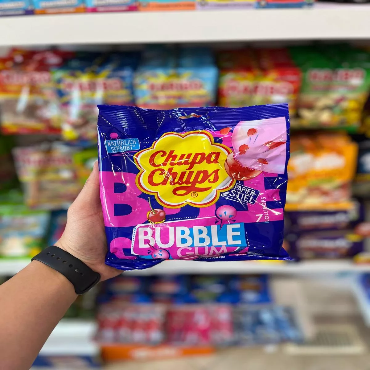 (UK) CHUPA CHUPS BUBBLE GUM LOLLIPOPS – 7PCS