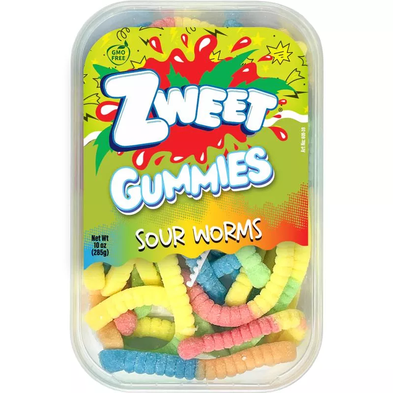Zweet Sour Gummy Neon Worms 10oz (SNG6)
